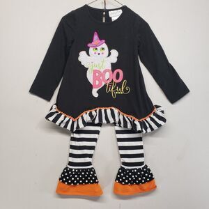 Emily Rose Halloween Outfit Boo-tiful Ghost Preppy 4T Top Leggings Set Stripes